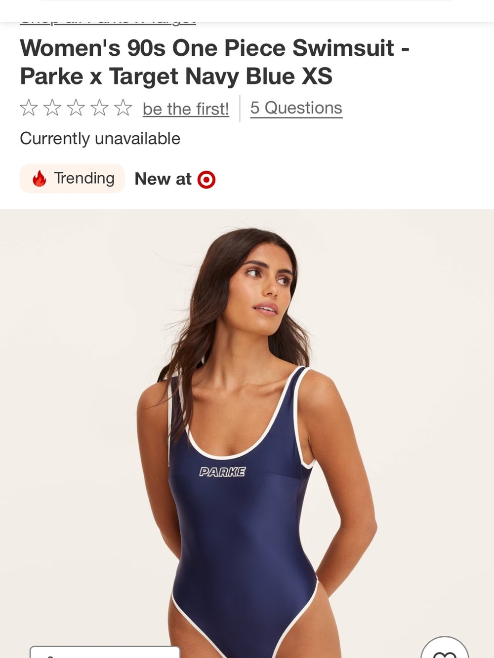 Parker Navy One-Piece Swimsuit with White Trim and Logo